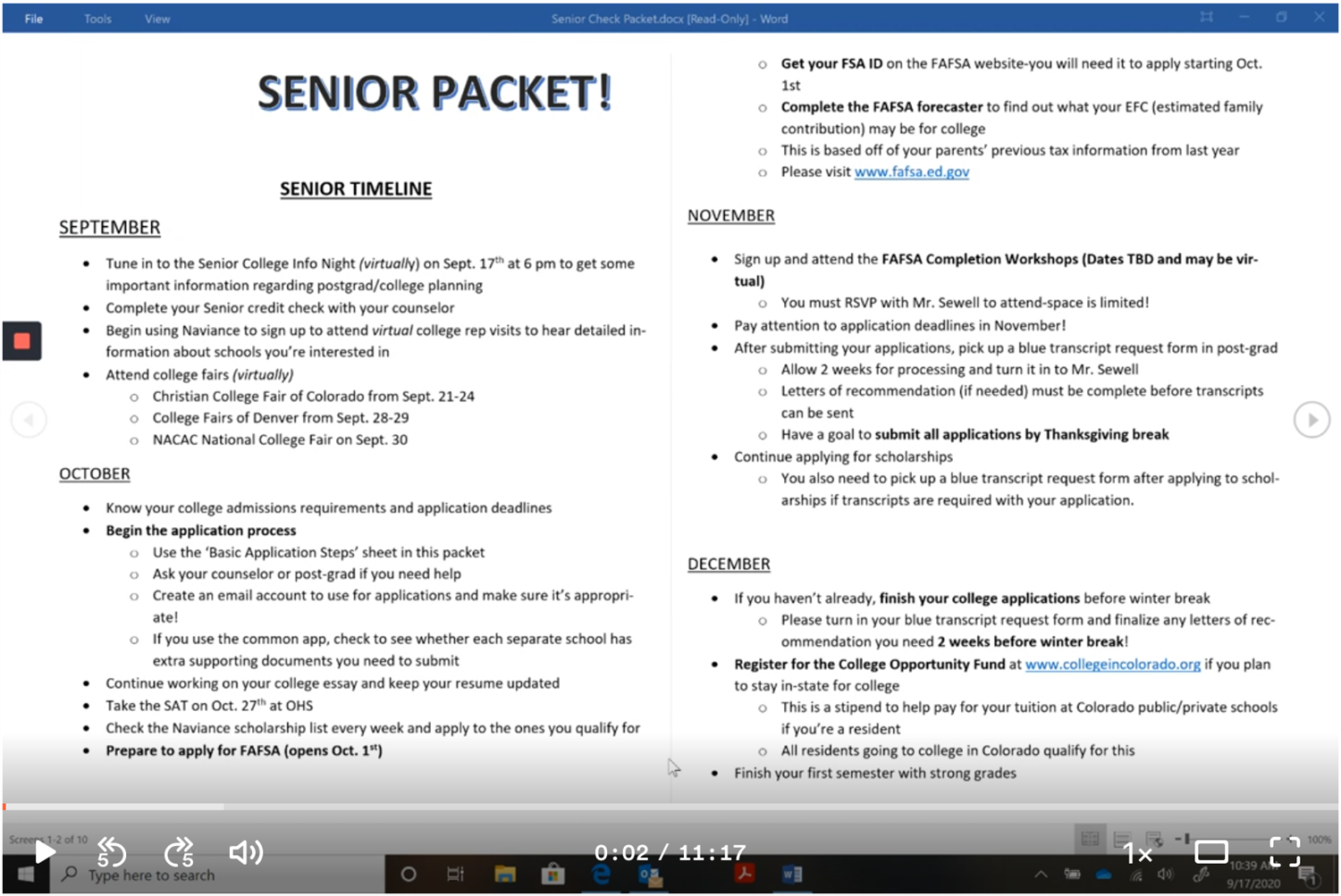 senior packet video 